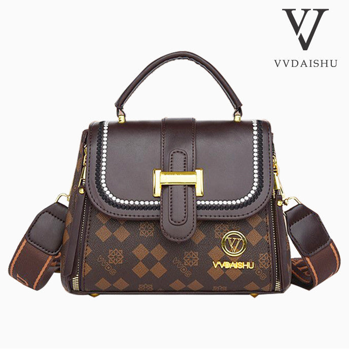 VVDAISHU Shoulder Bag Wanita Import Bucket Monogram Kondangan Medium Kulit Motif Tas Selempang Bahu Kerja Elegant Totebag