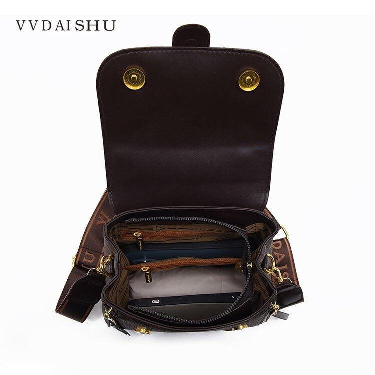 VVDAISHU Shoulder Bag Wanita Import Bucket Monogram Kondangan Medium Kulit Motif Tas Selempang Bahu Kerja Elegant Totebag