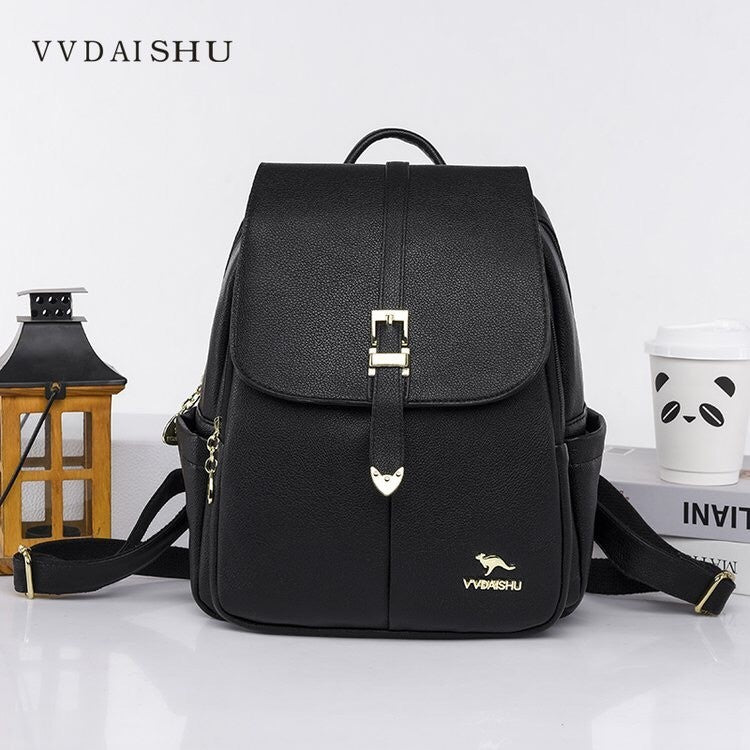 VVDAISHU  Tas Ransel Wanita Premium Backpack Korea Remaja Kekinian Hitam Ramasa Sekolah Kuliah